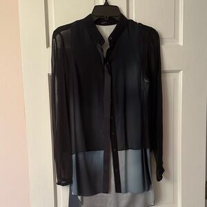 Tahari Black Sheer Blouse
